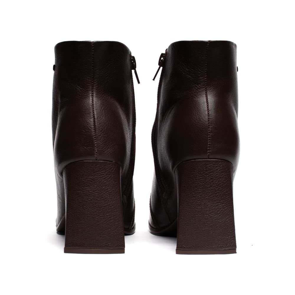 Bota Feminina Bebecê Couro Salto Bloco Café Marrom 3