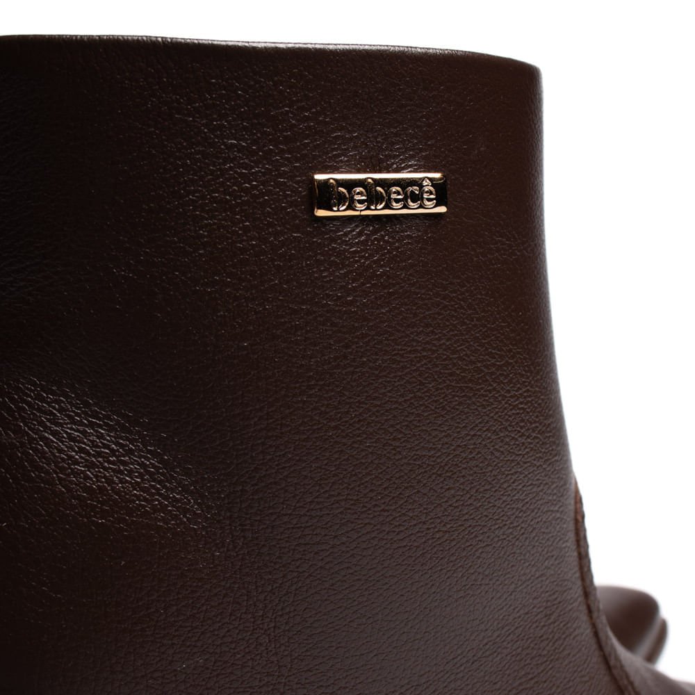 Bota Feminina Bebecê Couro Salto Bloco Café Marrom 5