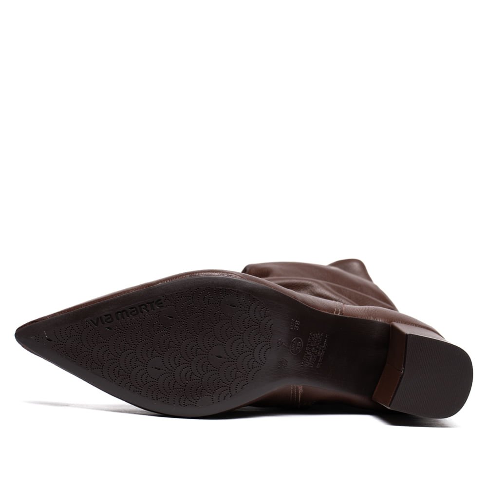 Bota Feminina Via Marte Couro Bico Fino Marrom Marrom 2