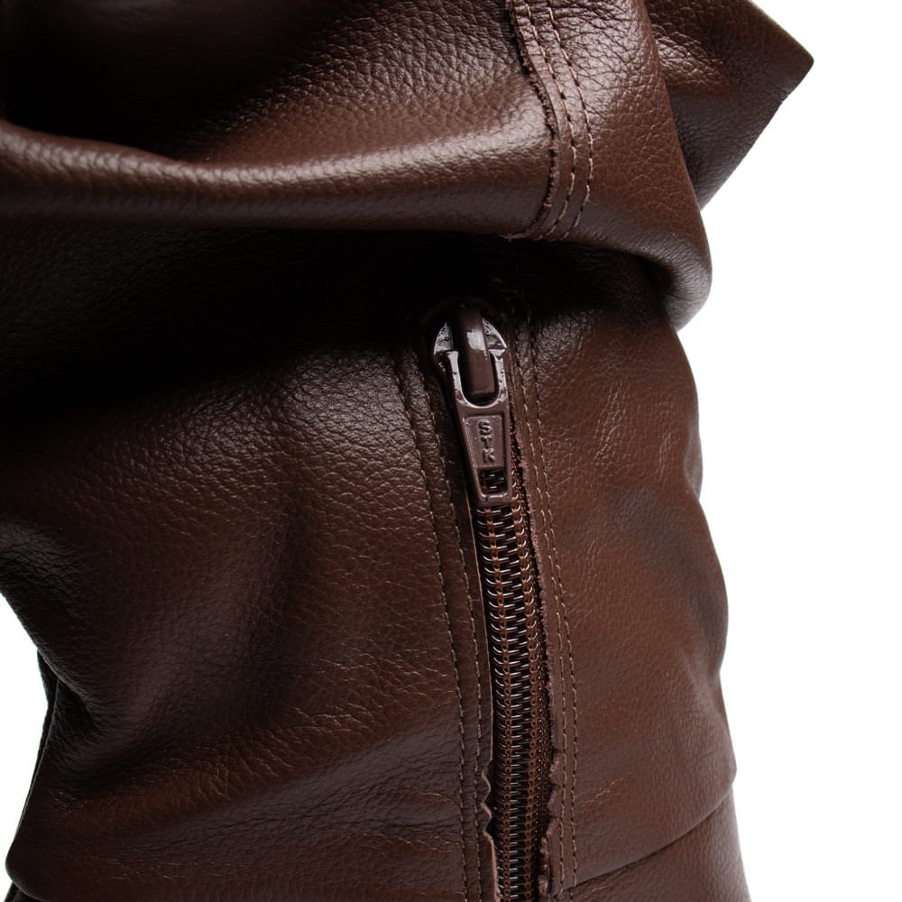Bota Feminina Via Marte Couro Bico Fino Marrom Marrom 6