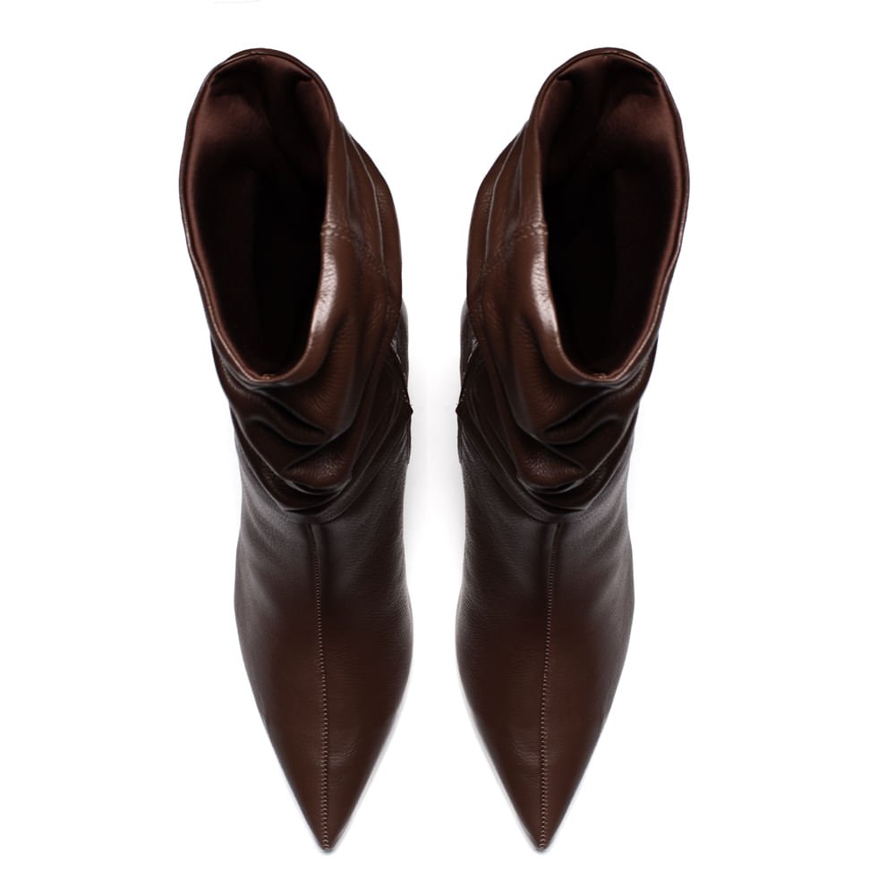 Bota Feminina Via Marte Couro Bico Fino Marrom Marrom 4
