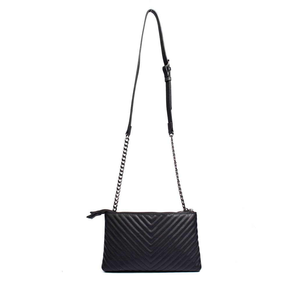 Bolsa Feminina Via Marte Transversal Matelassê Preto Preto 2