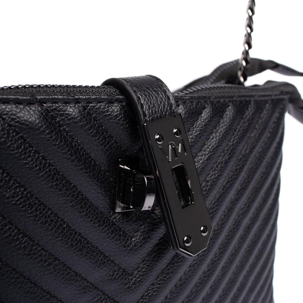 Bolsa Feminina Via Marte Transversal Matelassê Preto Preto 4