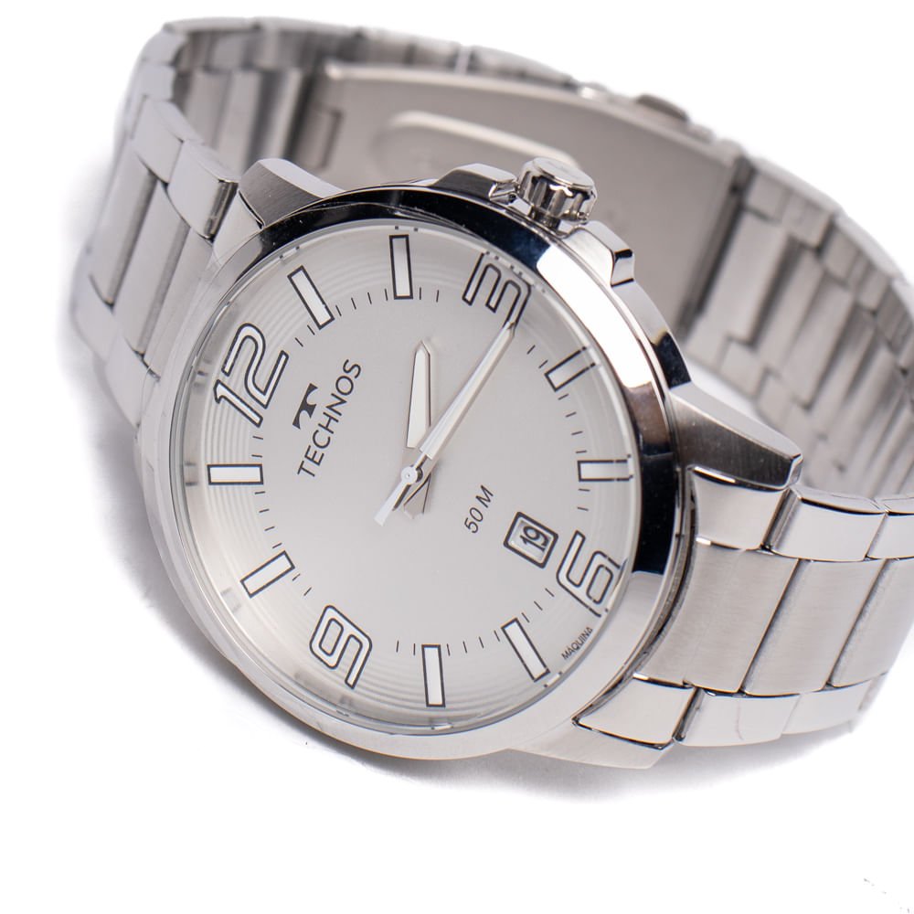 Relógio Masculino Technos 2315LBA/1B Aço Esportivo Prata Prata 3