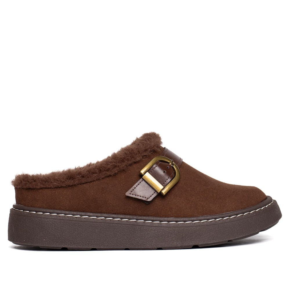 Mule Feminino Modare Camurção Peluciado Marrom