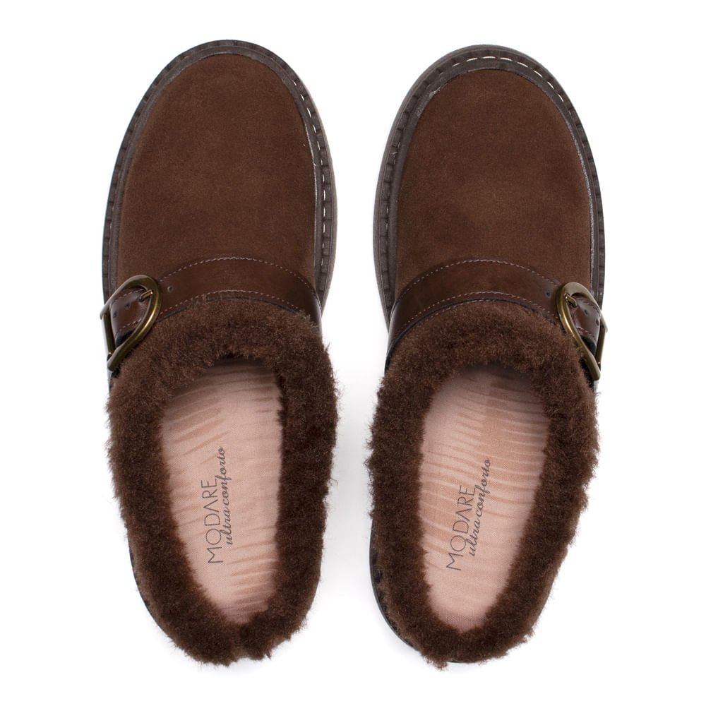 Mule Feminino Modare Camurção Peluciado Marrom Marrom 4