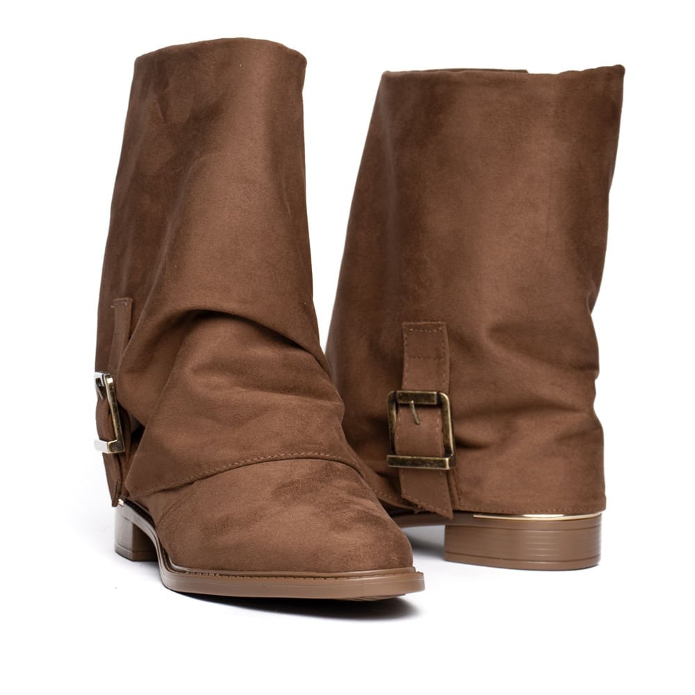 Bota Feminina Vizzano Cano Médio Capa Fivela Caramelo Marrom 5