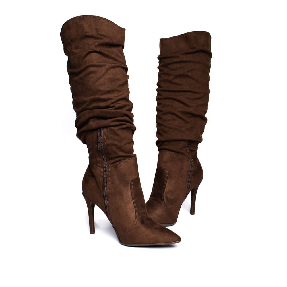 Bota Feminina Bebecê Slouchy Camurça Marrom Marrom 5
