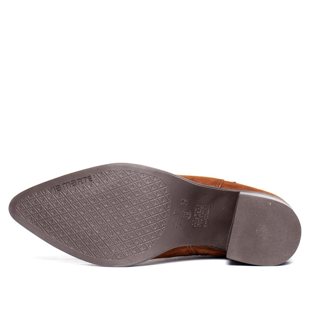 Bota Feminina Via Marte Camurça Cano Curto Com Pin Marrom Marrom 2