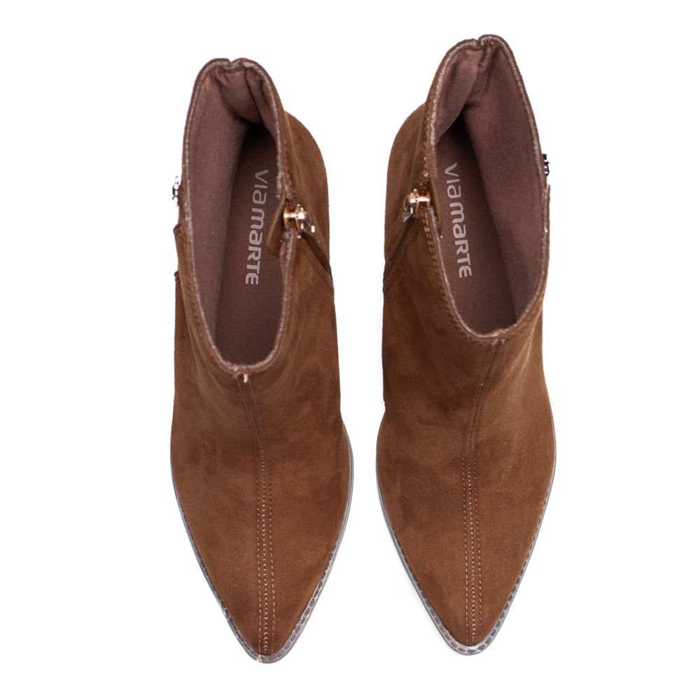 Bota Feminina Via Marte Camurça Cano Curto Com Pin Marrom Marrom 4