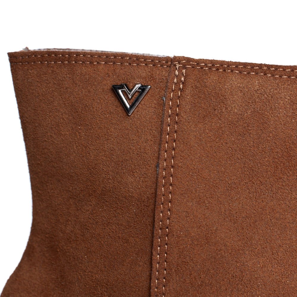Bota Feminina Via Marte Camurça Cano Curto Com Pin Marrom Marrom 5