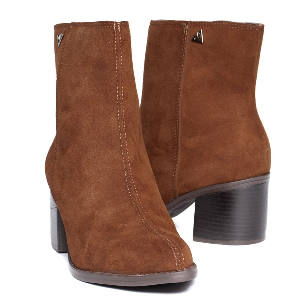 Bota Feminina Via Marte Camurça Cano Curto Com Pin Marrom Marrom 6