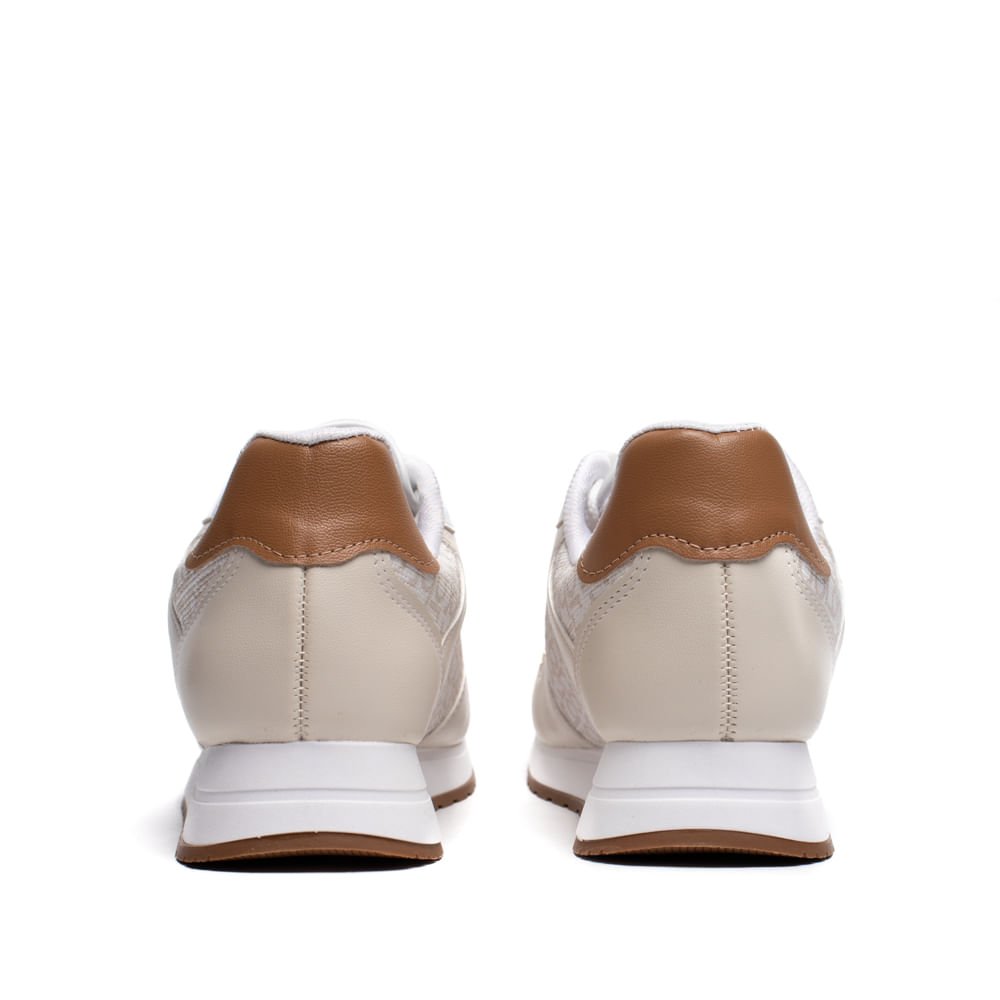 Tênis Feminino Beira Rio Napa Monograma Branco/Bege Bege 3