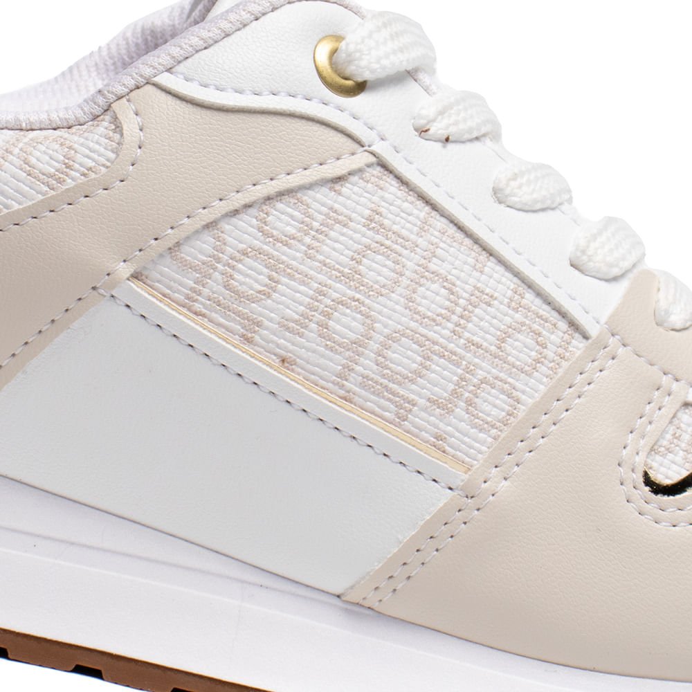 Tênis Feminino Beira Rio Napa Monograma Branco/Bege Bege 5