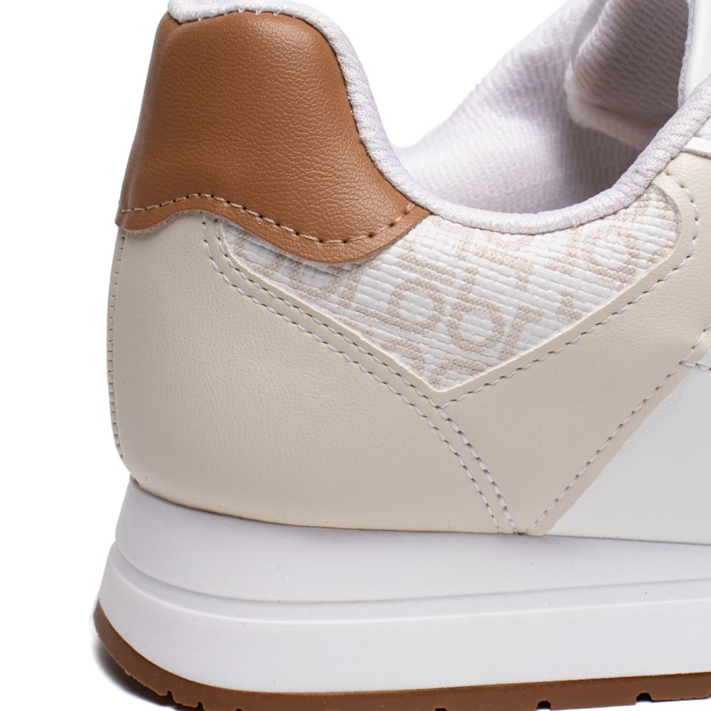 Tênis Feminino Beira Rio Napa Monograma Branco/Bege Bege 6