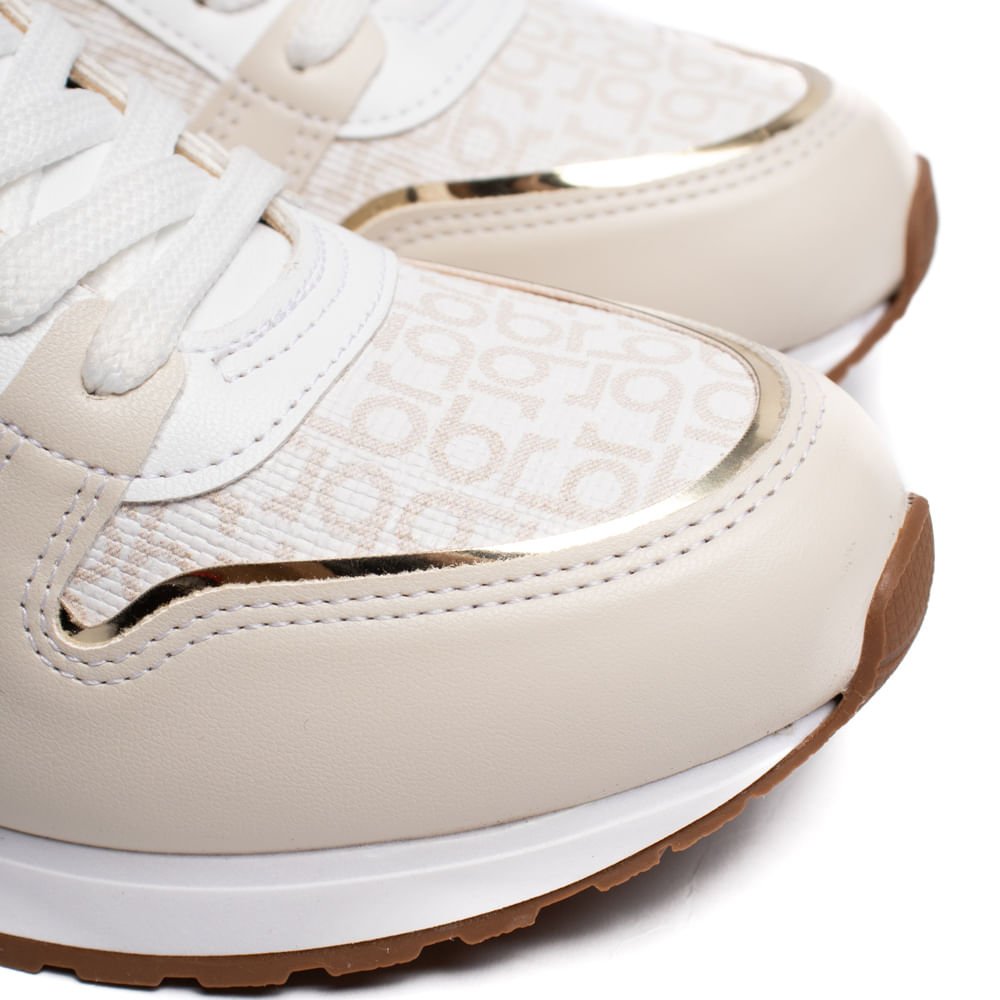 Tênis Feminino Beira Rio Napa Monograma Branco/Bege Bege 7
