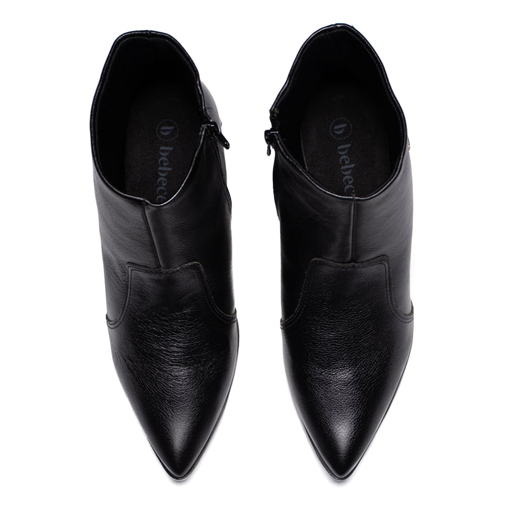 Bota Feminina Bebecê Ankle Boot Couro Preto Preto 4