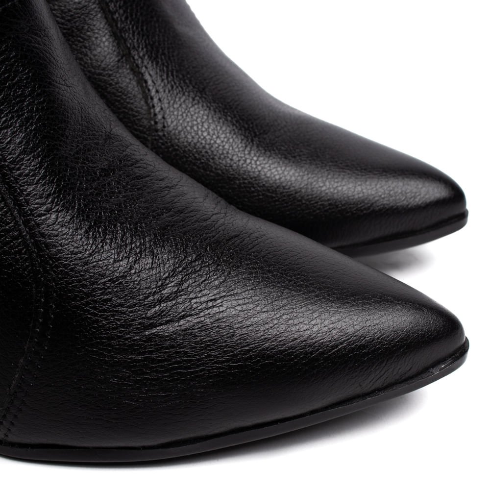 Bota Feminina Bebecê Ankle Boot Couro Preto Preto 5