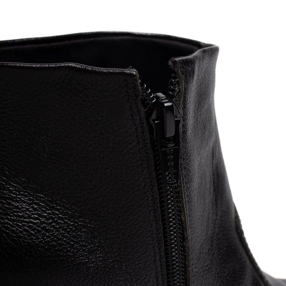 Bota Feminina Bebecê Ankle Boot Couro Preto Preto 6