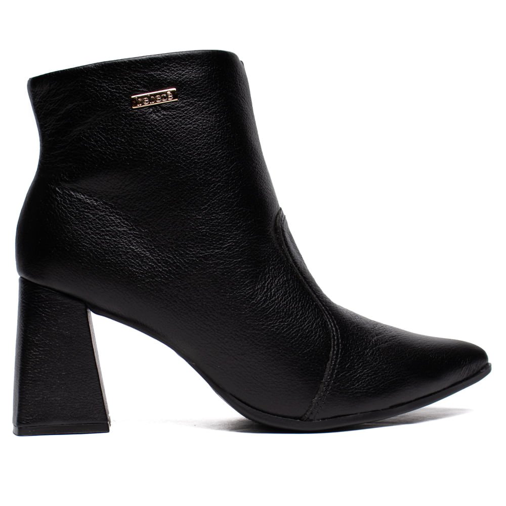 Bota Feminina Bebecê Ankle Boot Couro Preto Preto 1