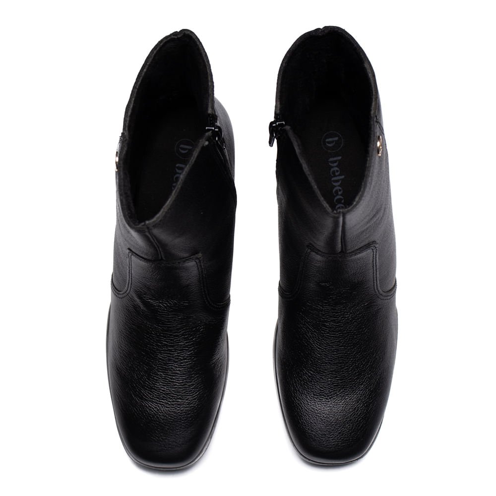 Bota Feminina Bebecê Couro Com Pin de Metal Preto Preto 4