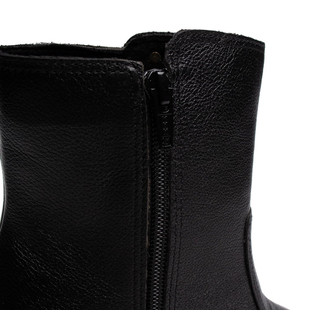 Bota Feminina Bebecê Couro Com Pin de Metal Preto Preto 6