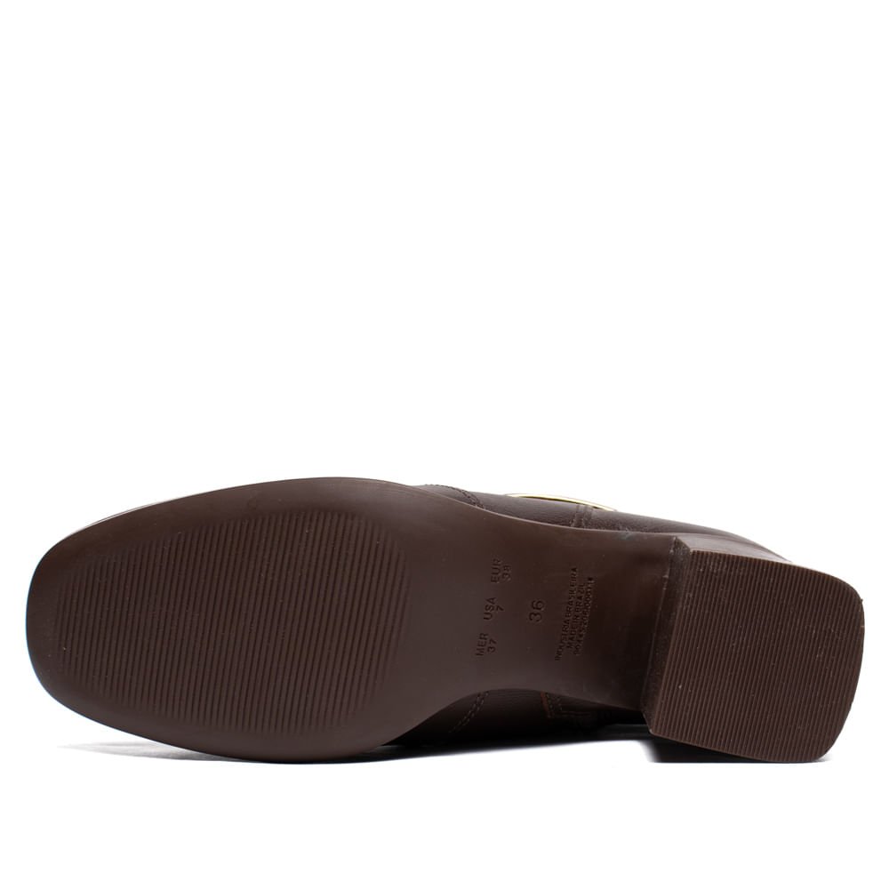 Bota Feminina Bebecê Couro Com Enfeite Minimalista Marrom Marrom 2