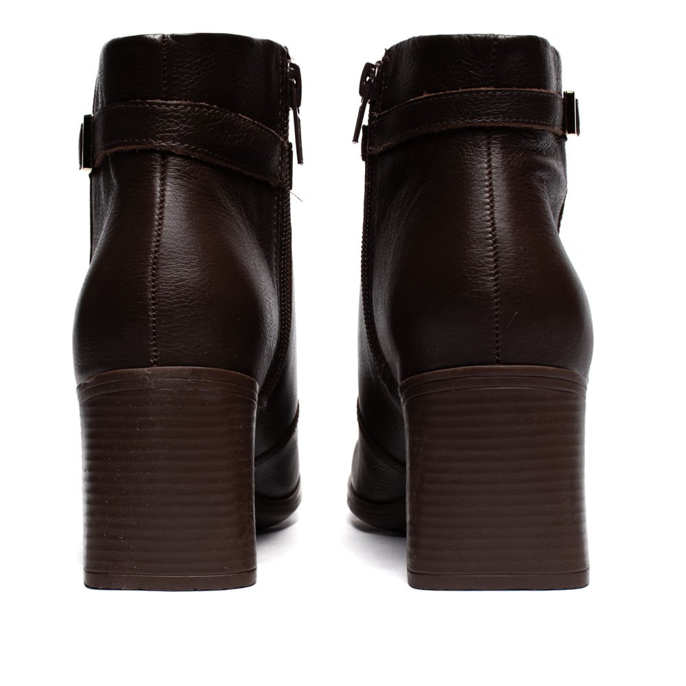 Bota Feminina Bebecê Couro Com Enfeite Minimalista Marrom Marrom 3