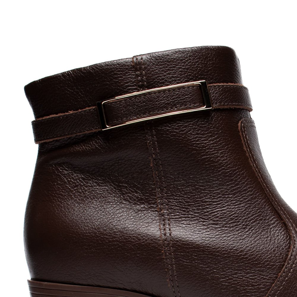 Bota Feminina Bebecê Couro Com Enfeite Minimalista Marrom Marrom 5