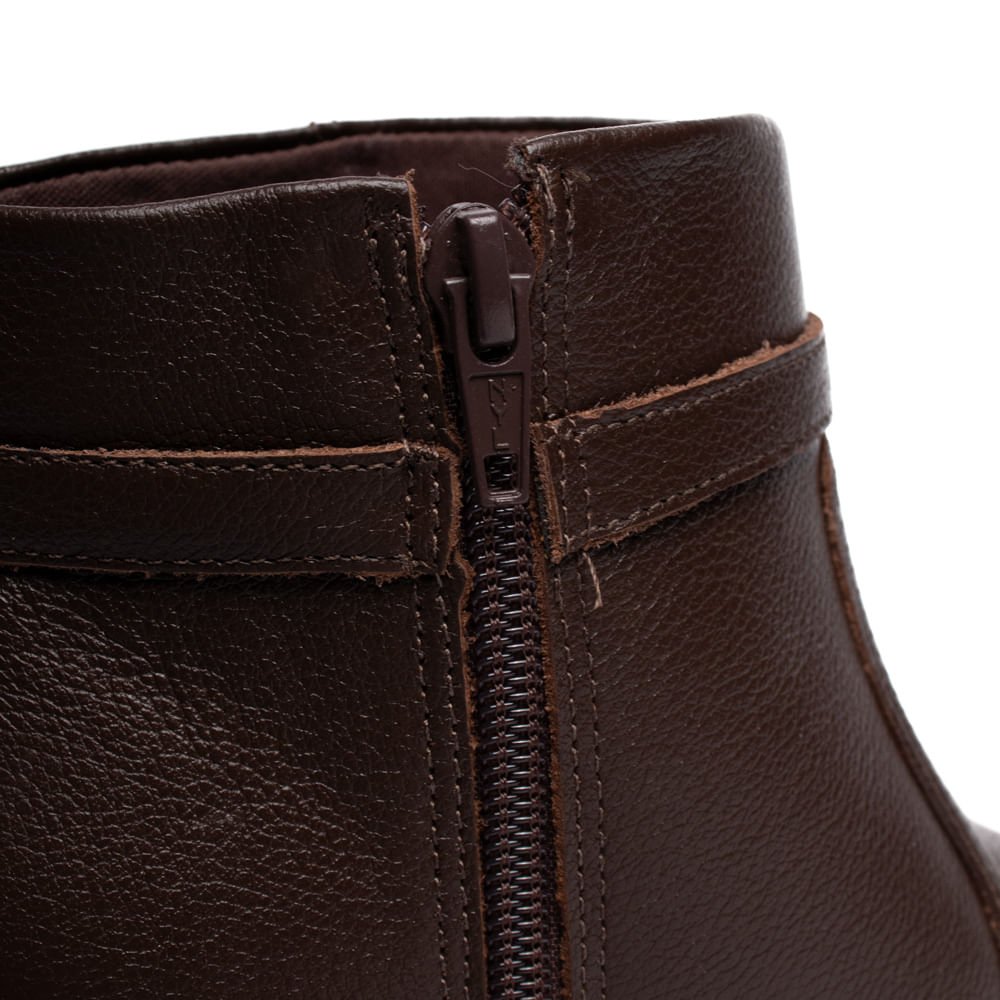 Bota Feminina Bebecê Couro Com Enfeite Minimalista Marrom Marrom 6