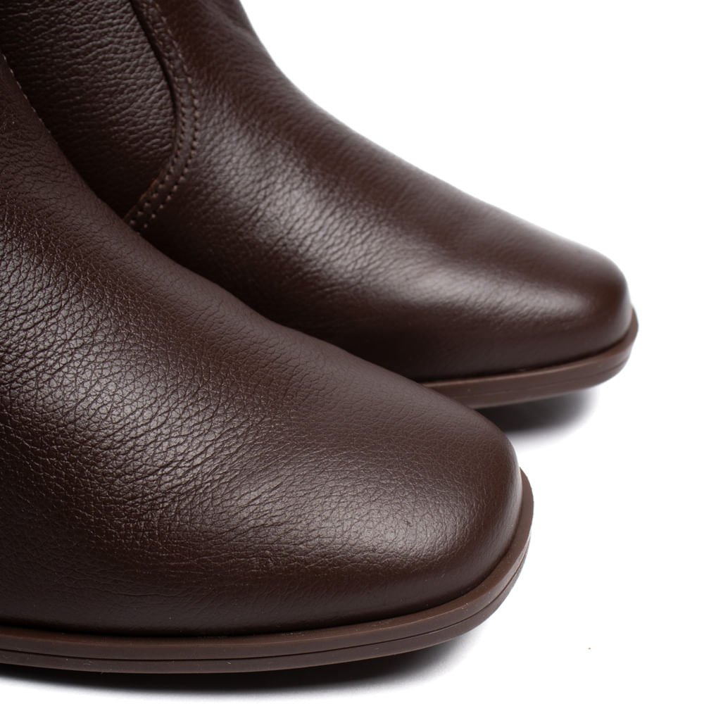 Bota Feminina Bebecê Couro Com Enfeite Minimalista Marrom Marrom 7