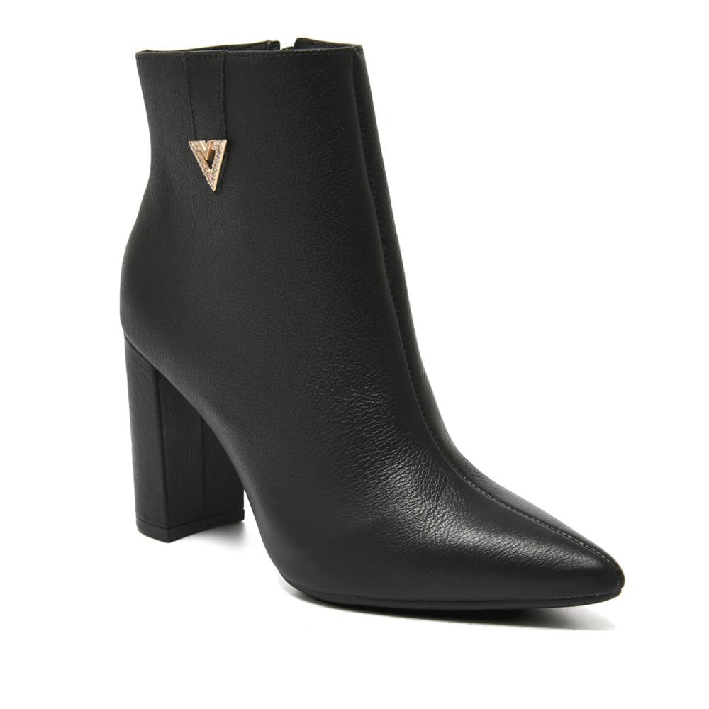 Bota Feminina Via Marte Cano Curto Couro Com Strass Preto Preto 3