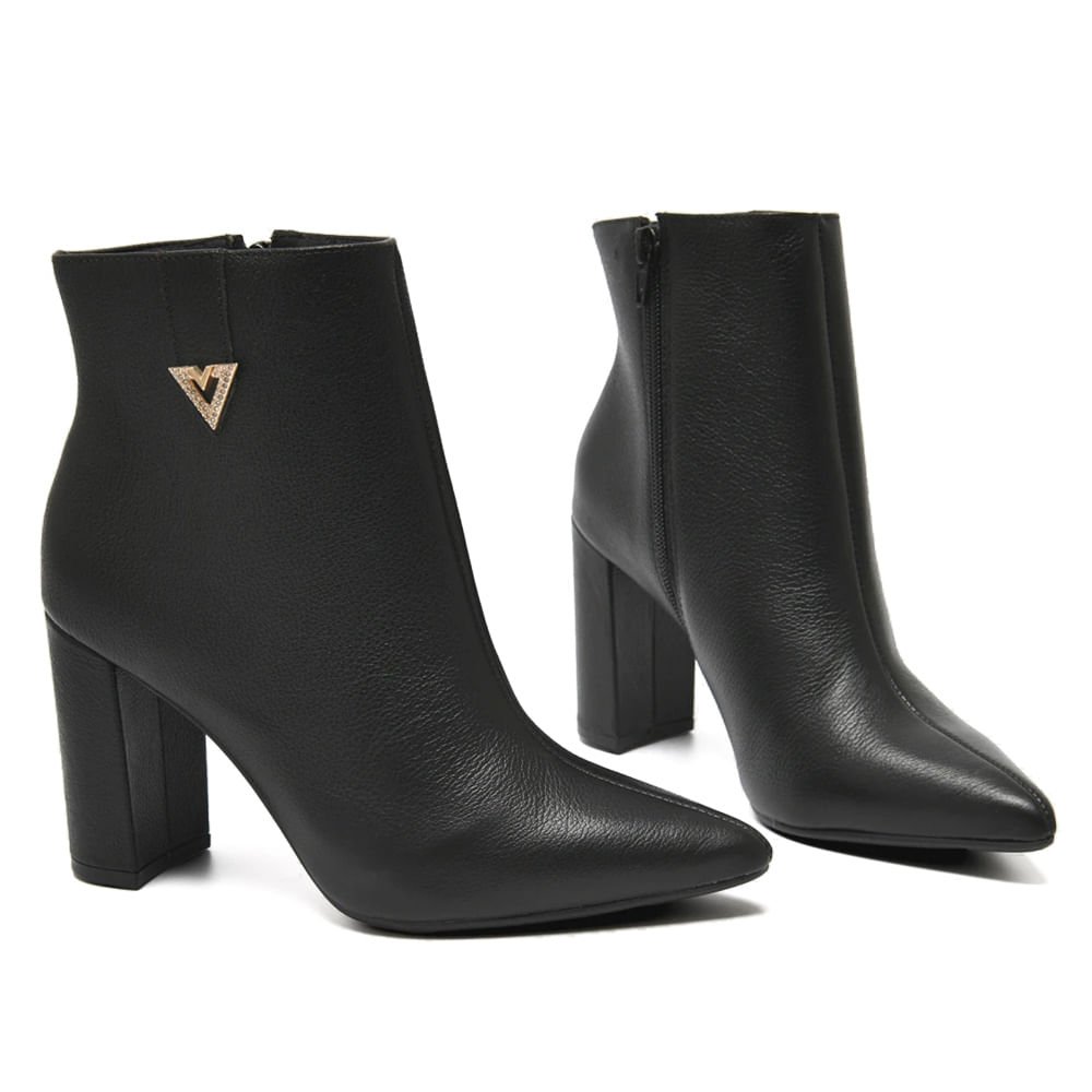 Bota Feminina Via Marte Cano Curto Couro Com Strass Preto Preto 4