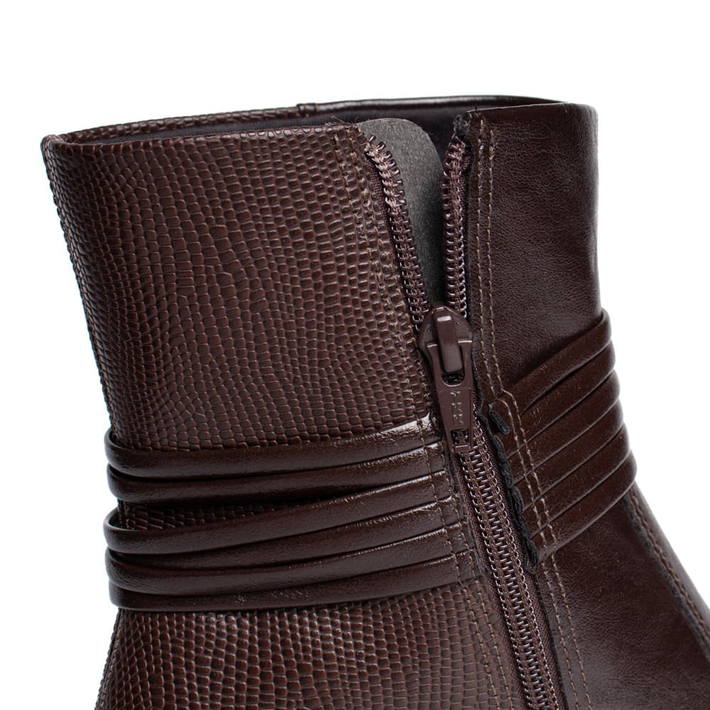 Bota Feminina Ramarim Cano Curto Com Tiras Marrom Escuro Marrom 6