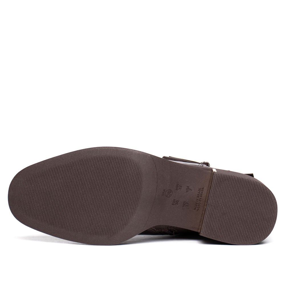 Bota Feminina Ramarim Cano Curto Com Tiras Marrom Escuro Marrom 2
