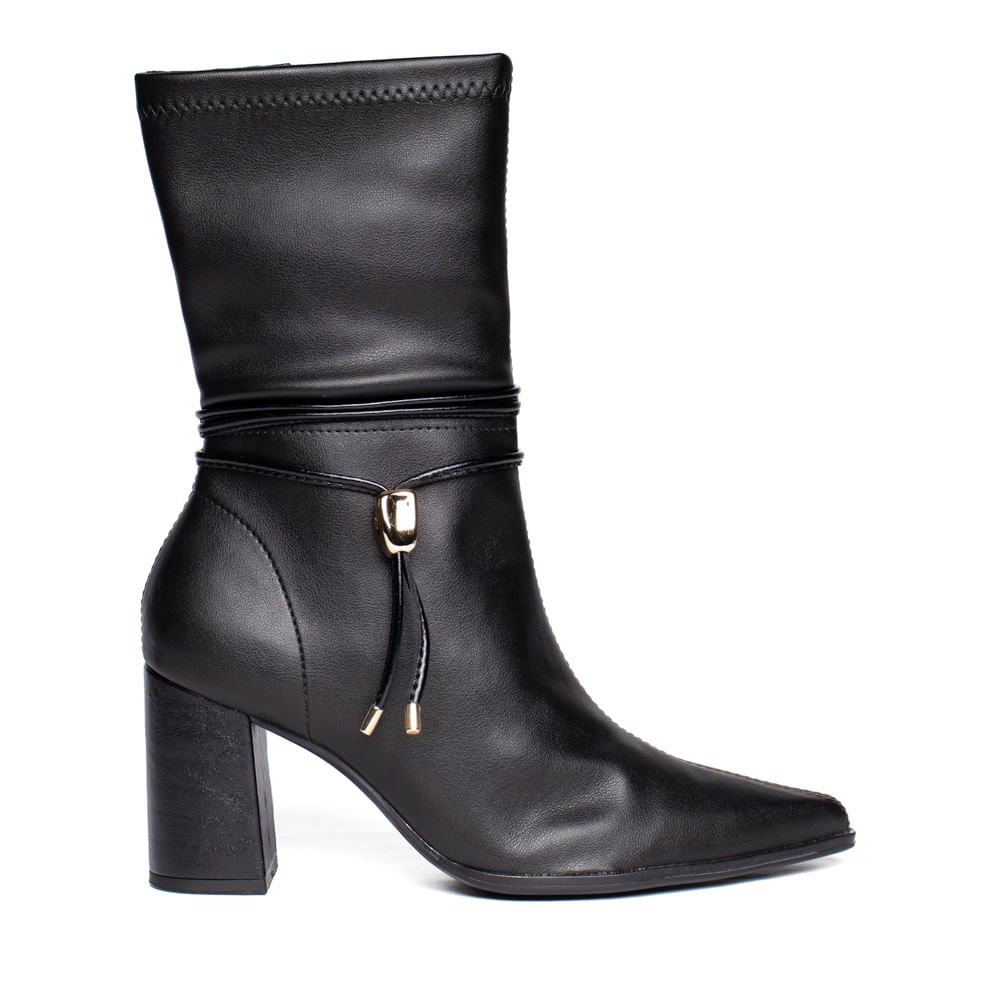 Bota Feminina Ramarim Cano Médio com Cordão Preto