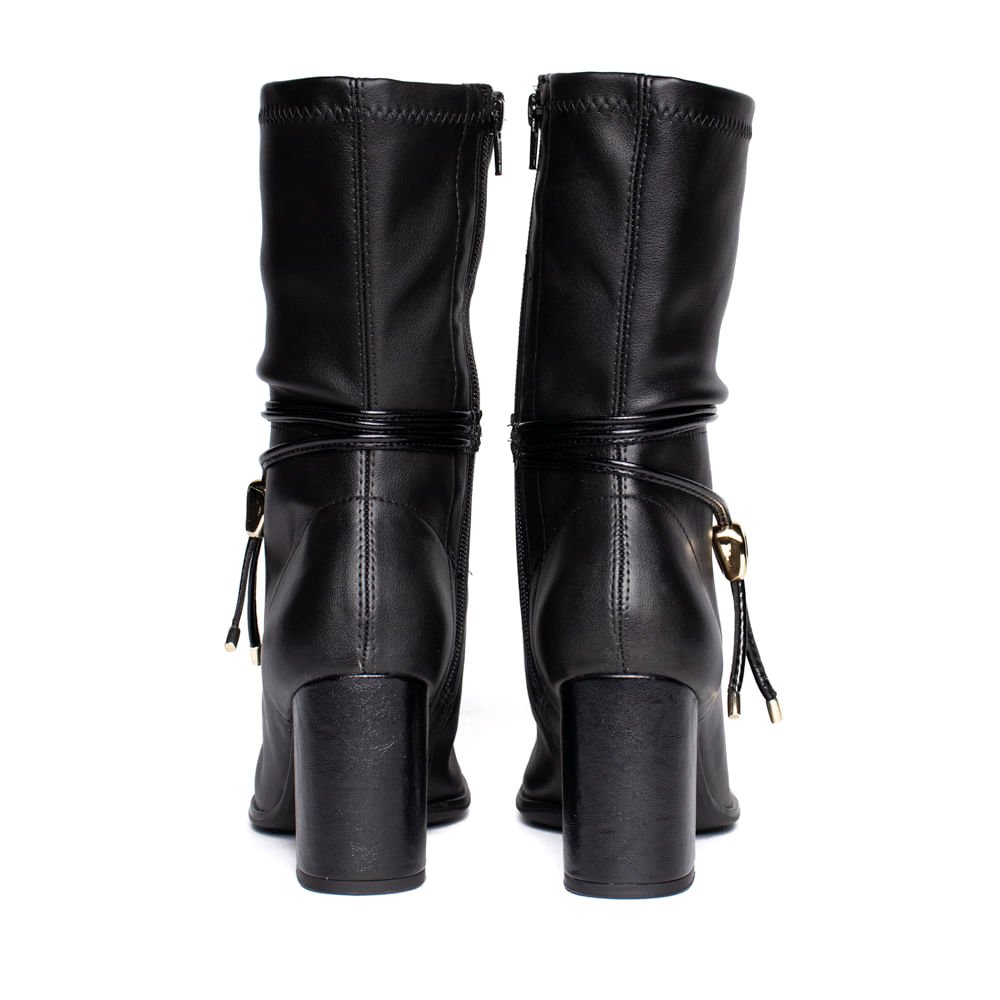 Bota Feminina Ramarim Cano Médio com Cordão Preto Preto 3