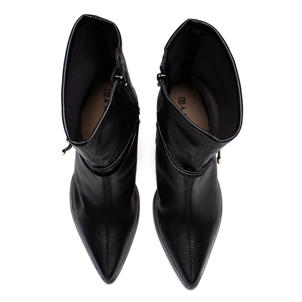 Bota Feminina Ramarim Cano Médio com Cordão Preto Preto 4