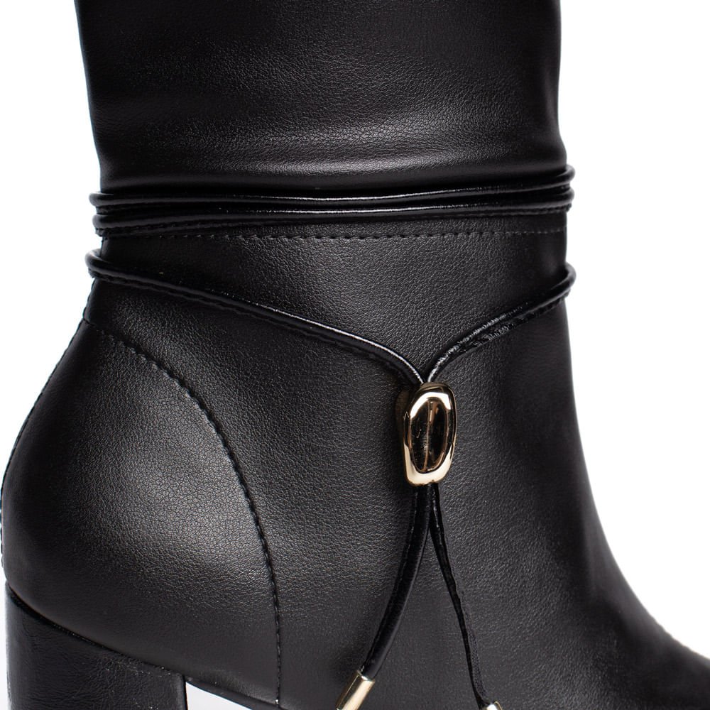 Bota Feminina Ramarim Cano Médio com Cordão Preto Preto 5