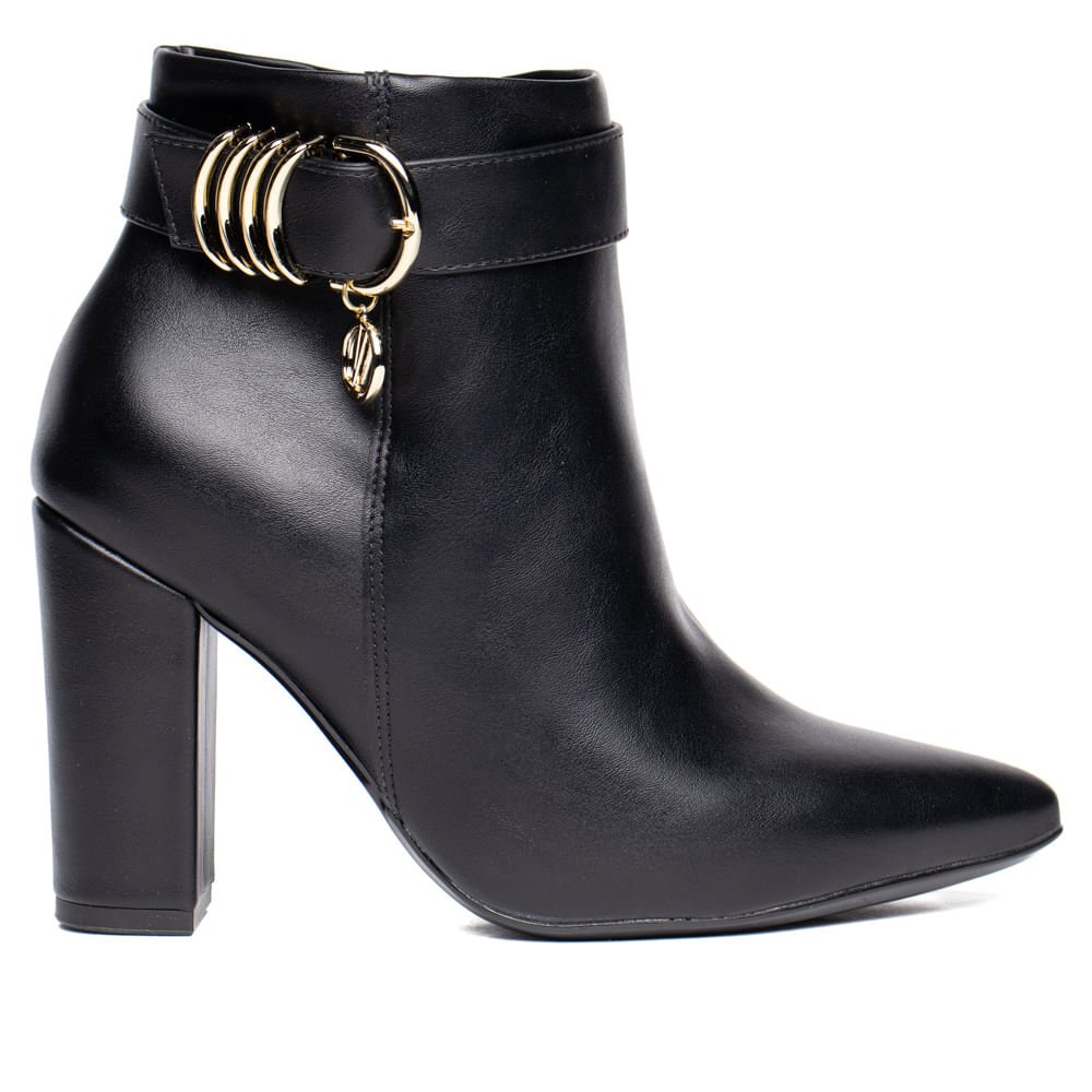 Bota Feminina Vizzano Cano Curto Com Fivela Preto