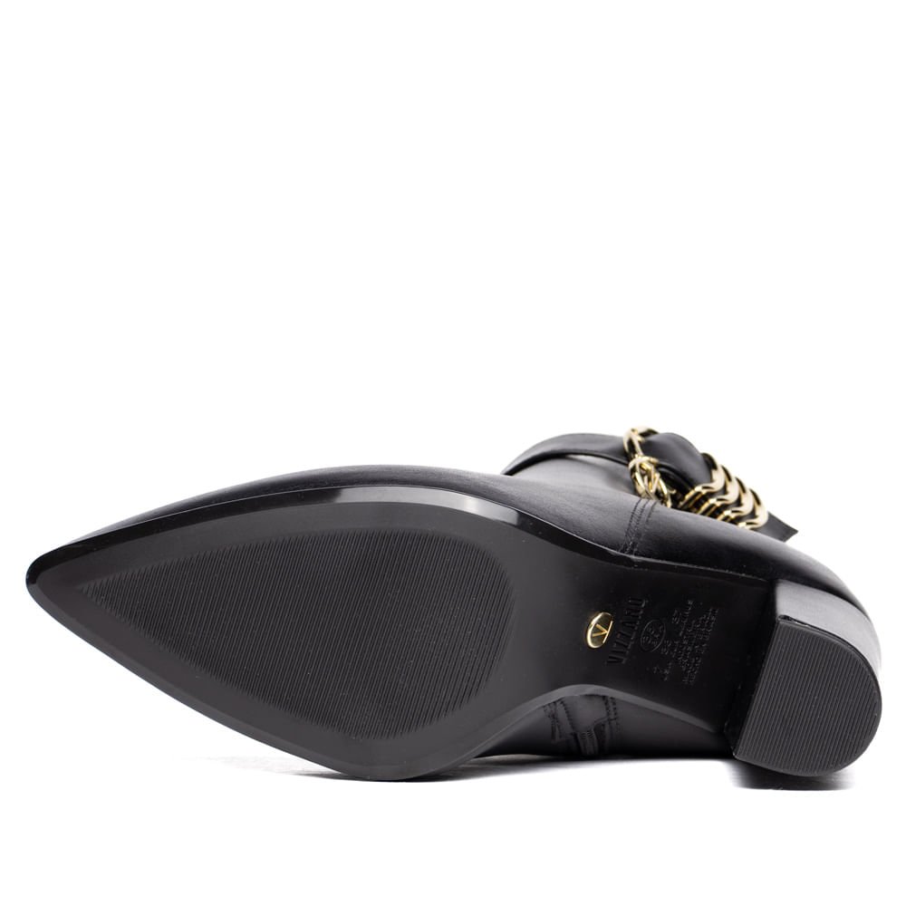 Bota Feminina Vizzano Cano Curto Com Fivela Preto Preto 2
