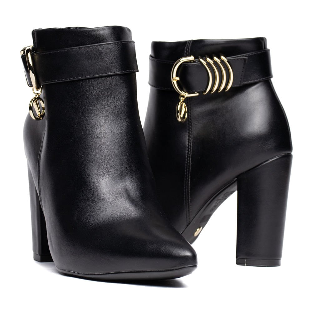 Bota Feminina Vizzano Cano Curto Com Fivela Preto Preto 6