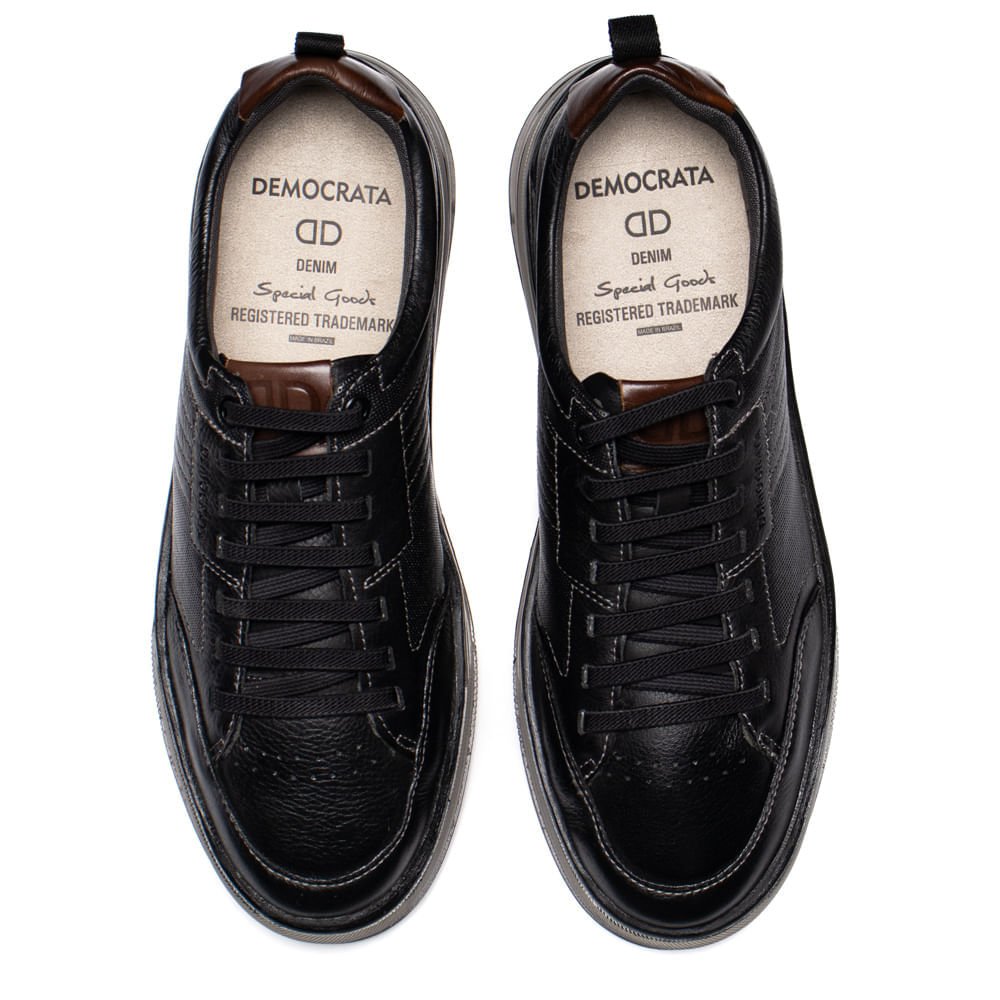 Sapatênis Masculino Democrata Dylan Couro Preto Preto 4