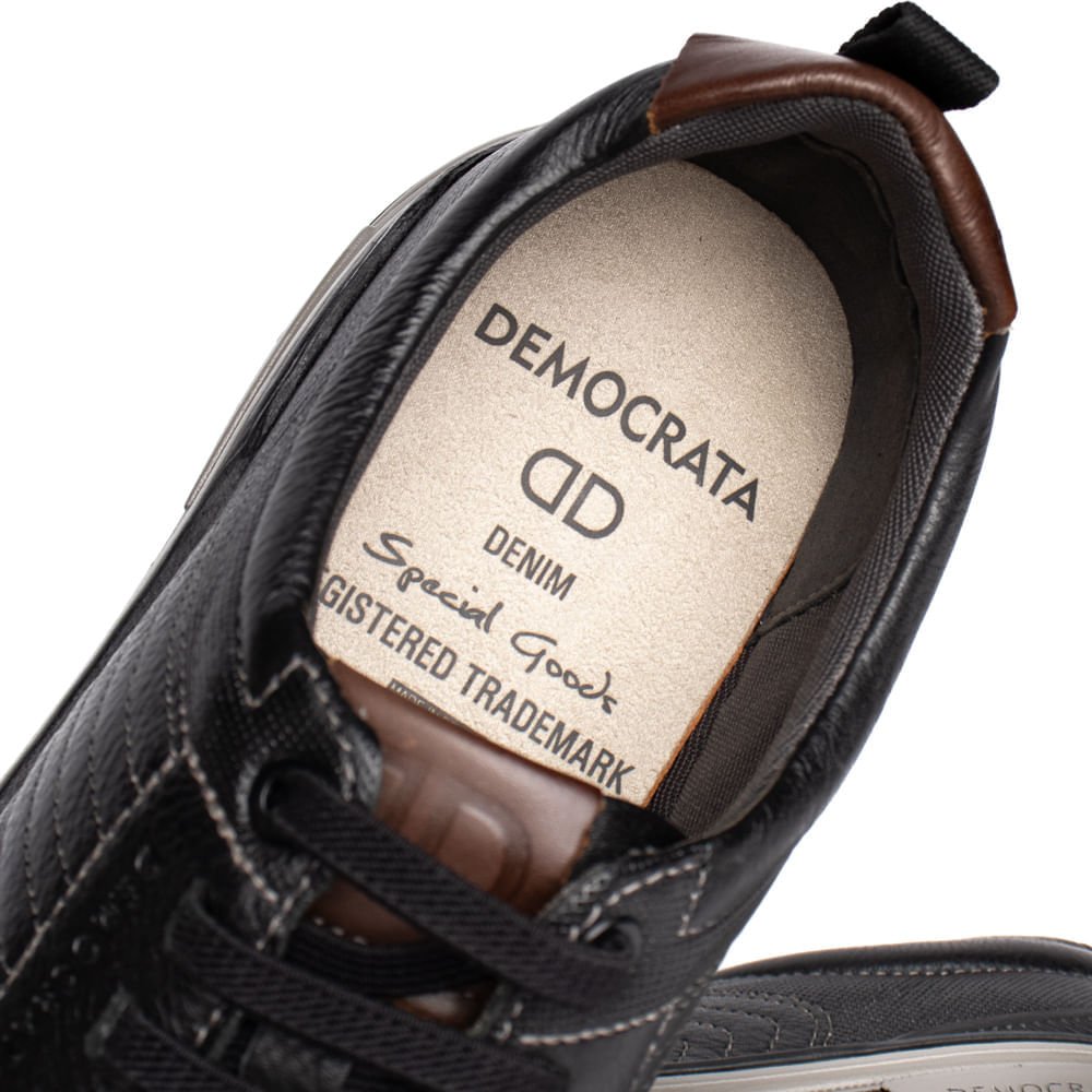 Sapatênis Masculino Democrata Dylan Couro Preto Preto 6