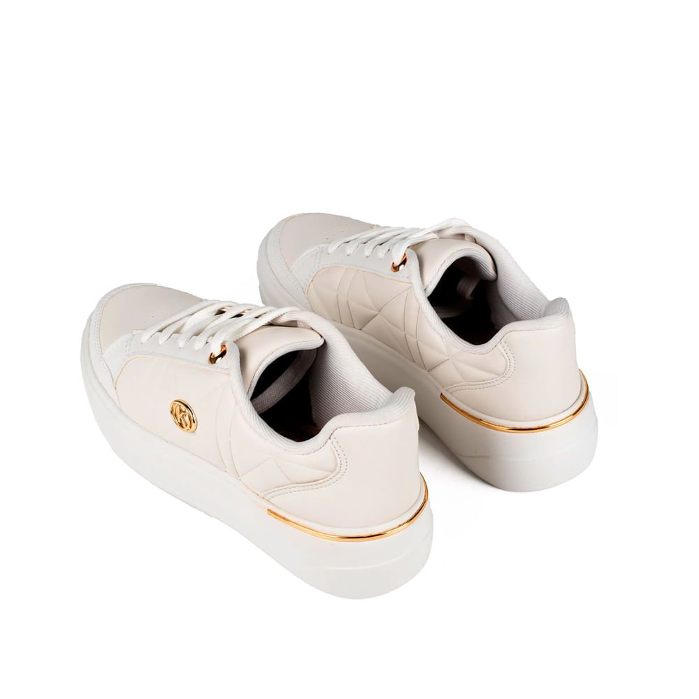 Tênis Feminino Kolosh Flatform EVAFit Pin Metalizado Branco Branco 3