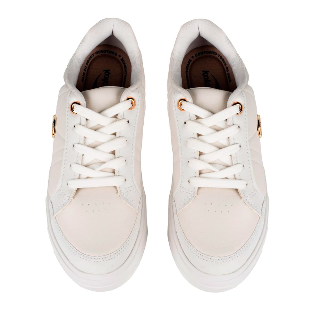 Tênis Feminino Kolosh Flatform EVAFit Pin Metalizado Branco Branco 4