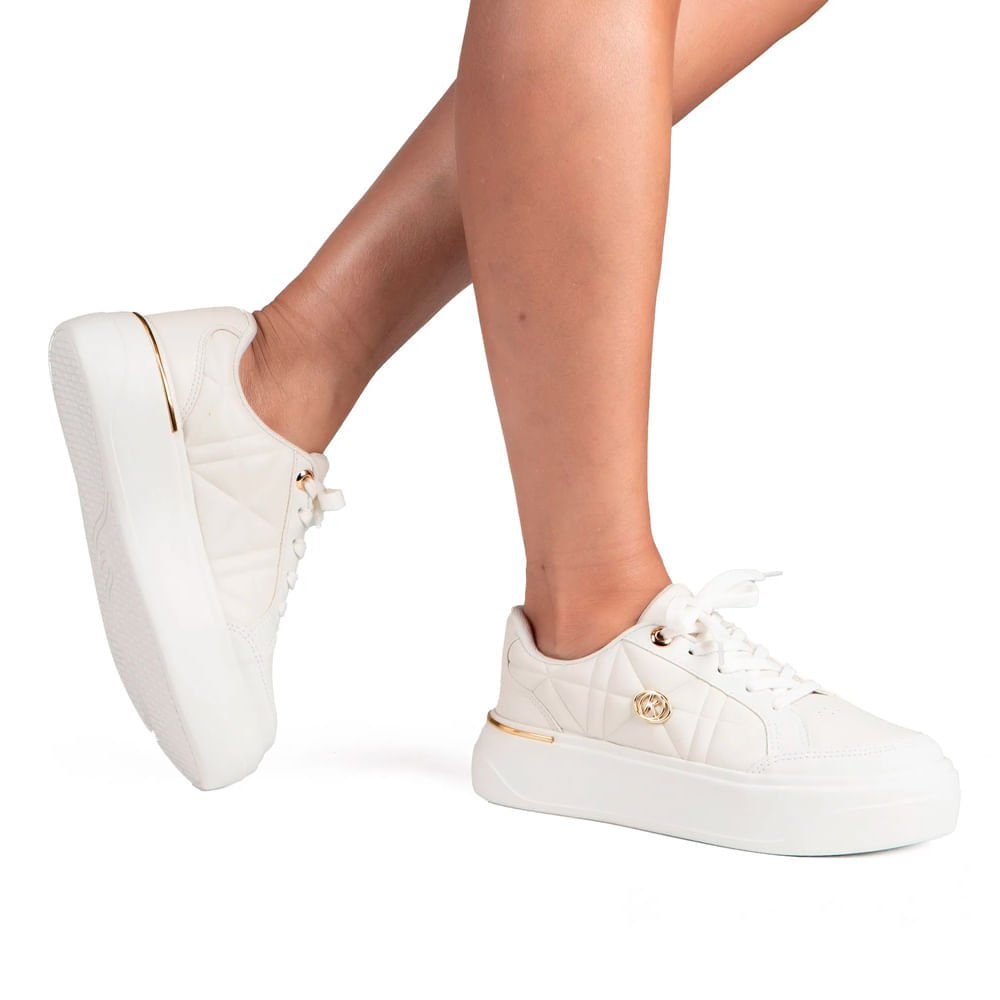 Tênis Feminino Kolosh Flatform EVAFit Pin Metalizado Branco Branco 6