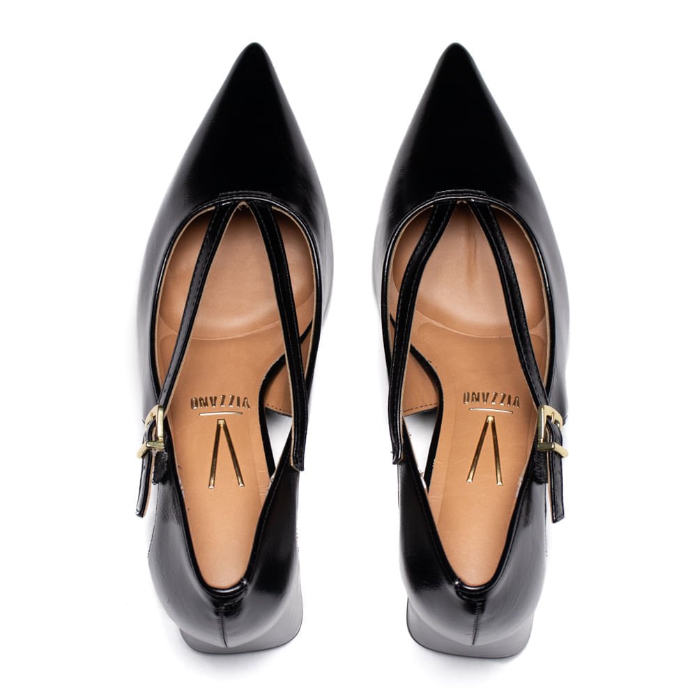 Scarpin Feminino Vizzano Napa Imperiale Com Fivela Preto Preto 4