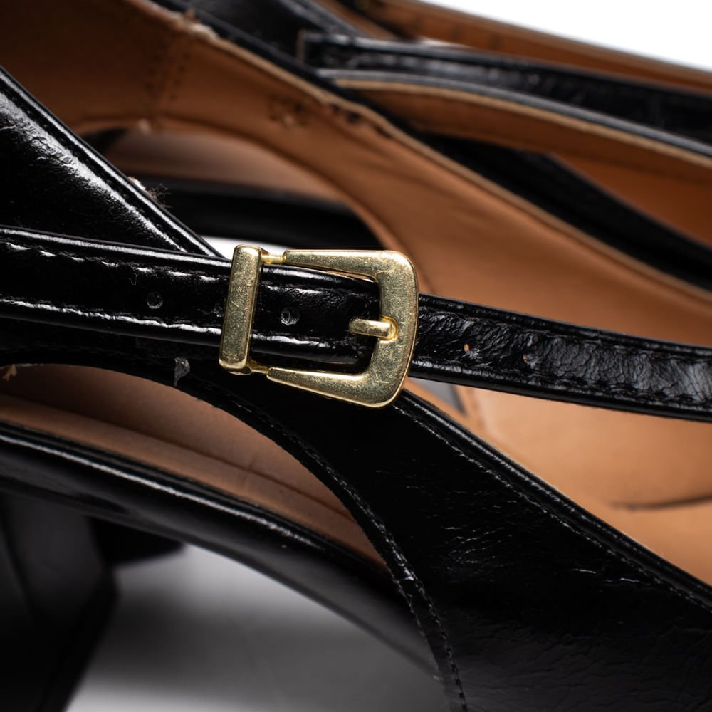 Scarpin Feminino Vizzano Napa Imperiale Com Fivela Preto Preto 6