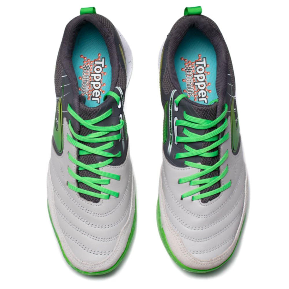Chuteira Masculina Topper Futsal Lethal Cinza/Verde Cinza/Preto 3